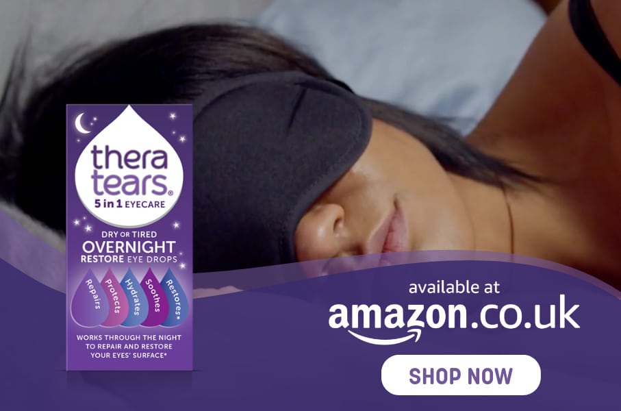 TheraTears Overnight Eye Drops repair, protect, and restore while you sleep. Available on Amazon UK.