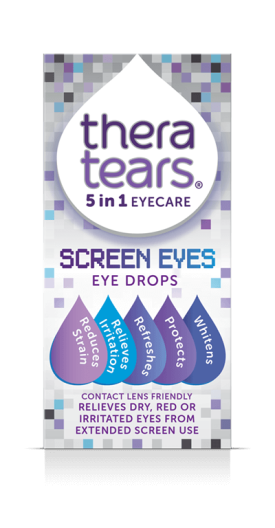 TheraTears Screen Eyes Drops: reduces strain, relieves irritation, refreshes, protects, and whitens.